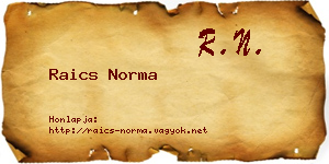 Raics Norma névjegykártya